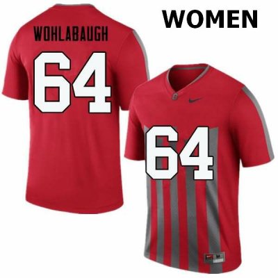 NCAA Ohio State Buckeyes Women's #64 Jack Wohlabaugh Throwback Nike Football College Jersey YBQ3745ZA